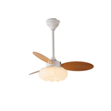 Simple Wooden Cloud Dimming Ceiling Fan with LED Light Image - 5