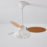 Simple Wooden Cloud Dimming Ceiling Fan with LED Light Image - 6