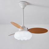 Simple Wooden Cloud Dimming Ceiling Fan with LED Light Image - 9