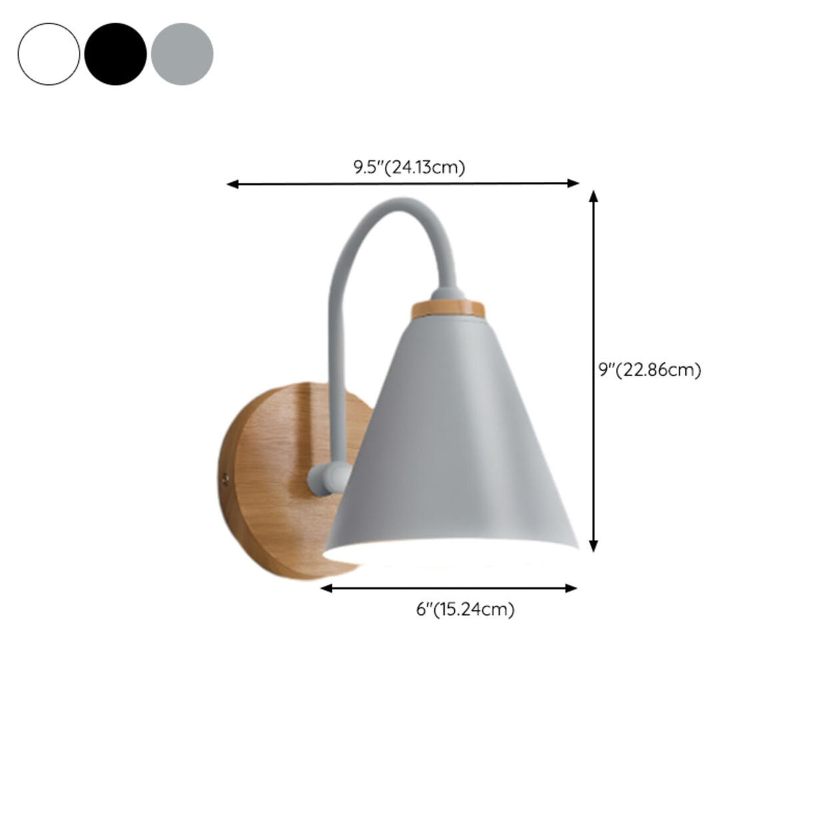 Simple Wooden Cone Bedroom LED Wall Sconce Light 