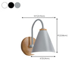 Simple Wooden Cone Bedroom LED Wall Sconce Light #size