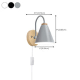 Simple Wooden Cone Bedroom LED Wall Sconce Light Image - 13