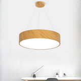 Simple Wooden Drum Chandelier Adjustable Height Image - 4