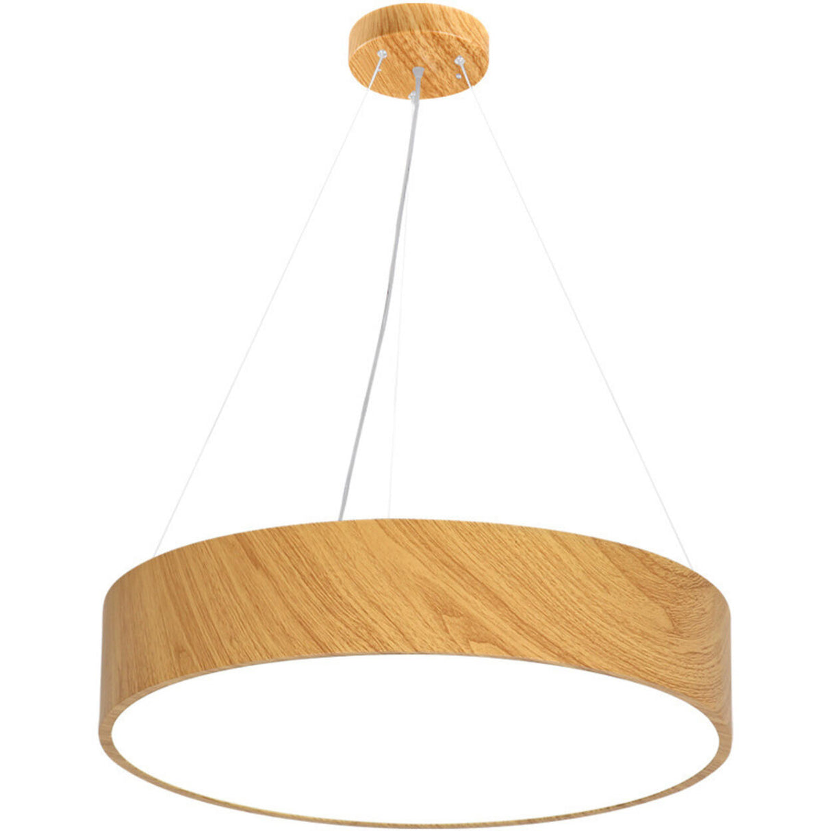 Simple Wooden Drum Chandelier Adjustable Height Image - 5