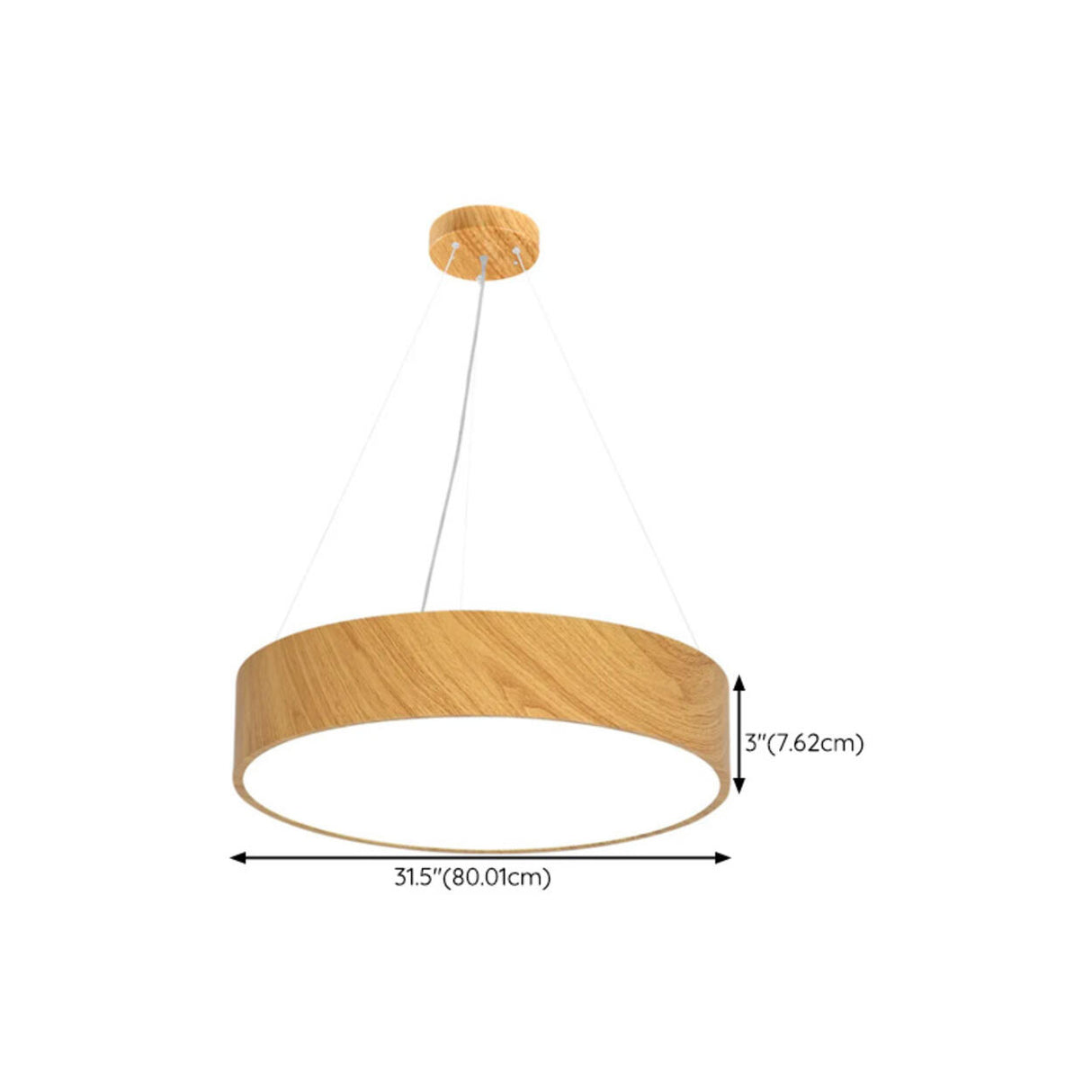 Simple Wooden Drum Chandelier Adjustable Height 