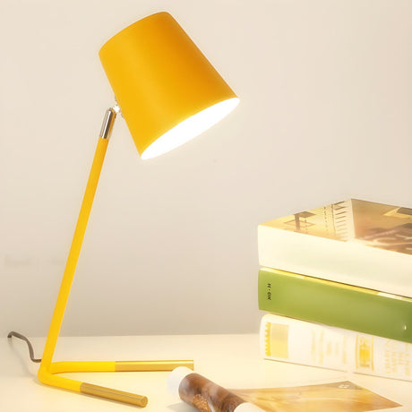 Simple Yellow Barrel Shade Modern Metal Table Lamp Image - 1