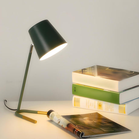 Simple Yellow Barrel Shade Modern Metal Table Lamp Image - 2