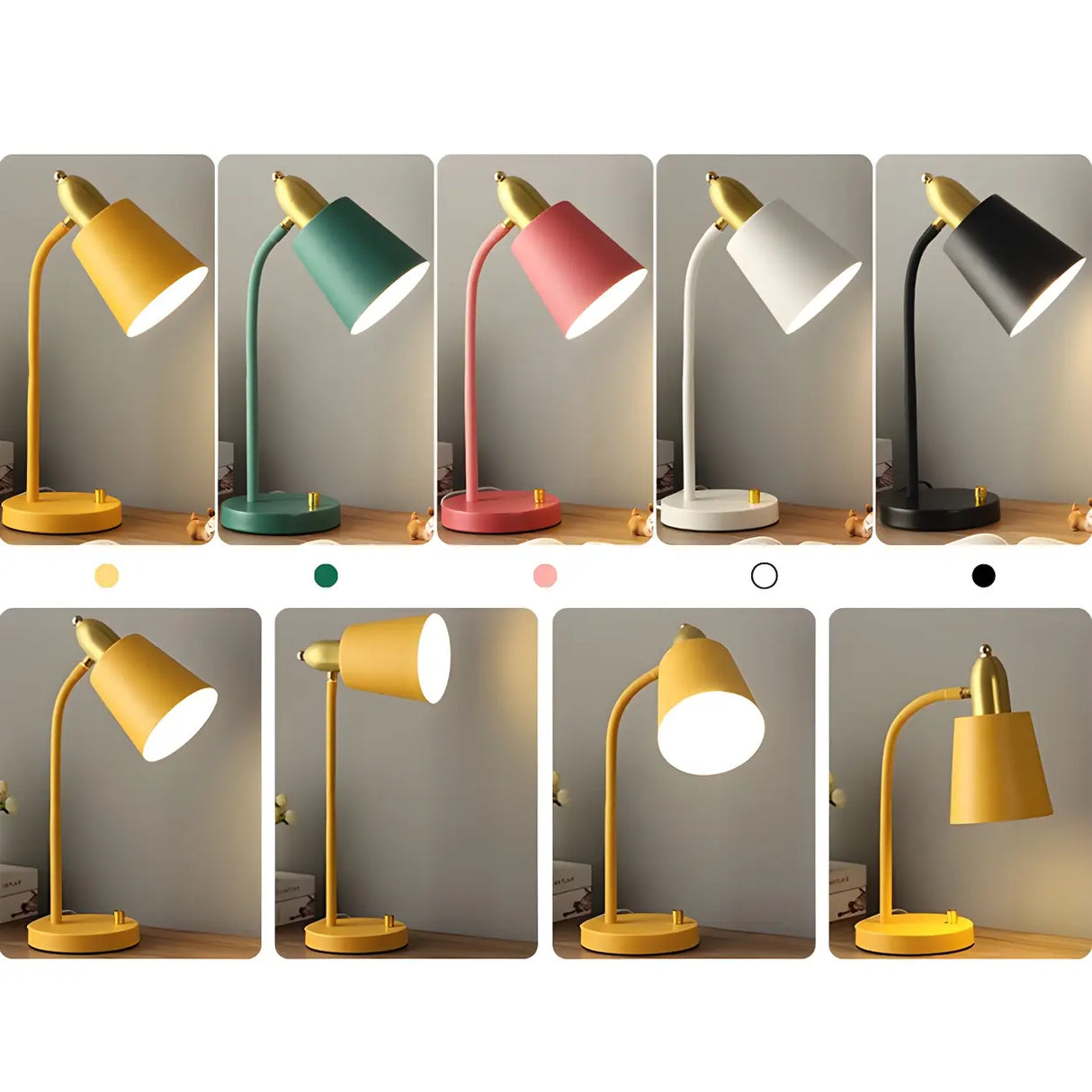 Simple Yellow Cone Adjustable Metal Study Table Lamp Image - 11