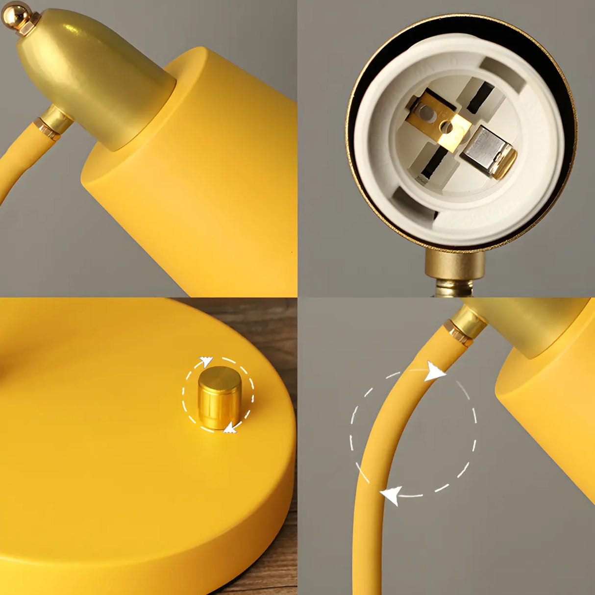 Simple Yellow Cone Adjustable Metal Study Table Lamp Image - 16