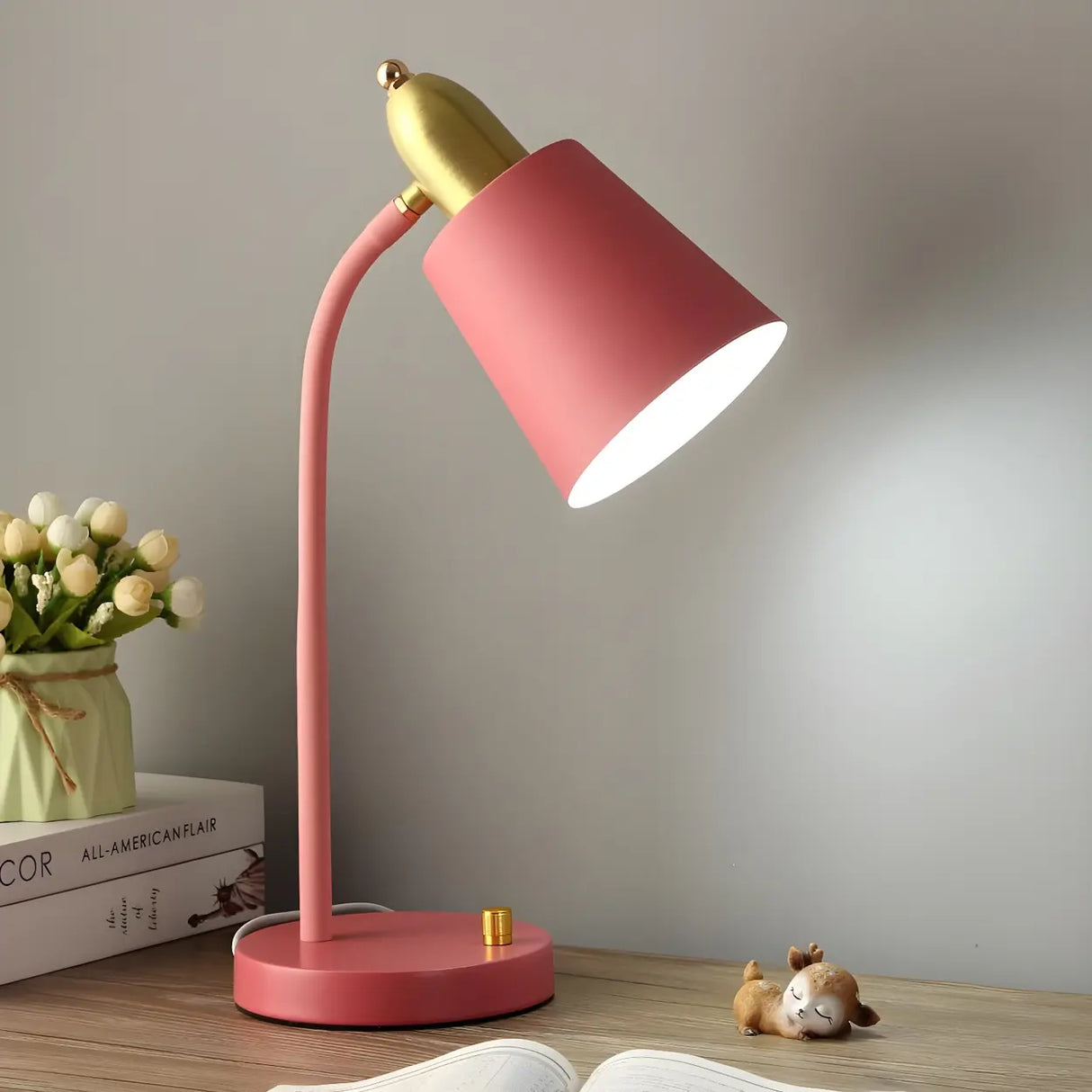 Simple Yellow Cone Adjustable Metal Study Table Lamp Image - 8