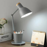 Simple Yellow Metal Adjustable Table Lamp with Pen Holder Image - 11