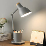 Simple Yellow Metal Adjustable Table Lamp with Pen Holder Image - 2