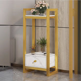 Simple Yellow Rectangle Metal 2 Tiers Floor Plant Stand Image - 2