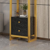 Simple Yellow Rectangle Metal 2 Tiers Floor Plant Stand Image - 7