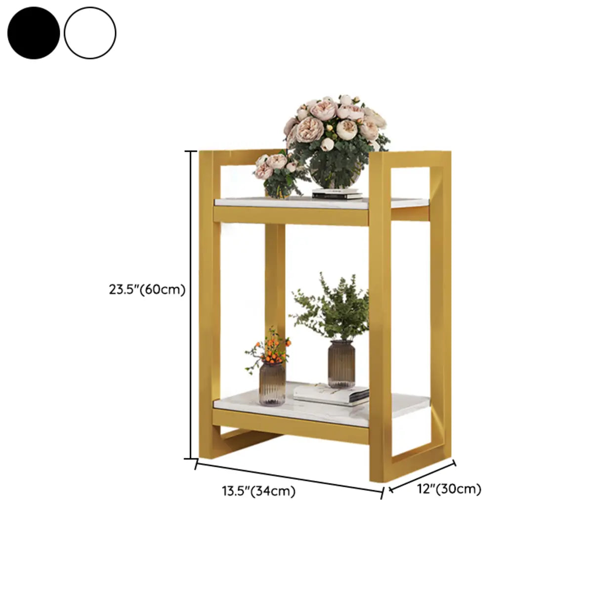 Simple Yellow Rectangle Metal 2 Tiers Floor Plant Stand 