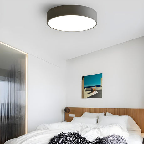 Simplicity Bedroom Grey Drum Flush Mount Ceiling Light Image - 1