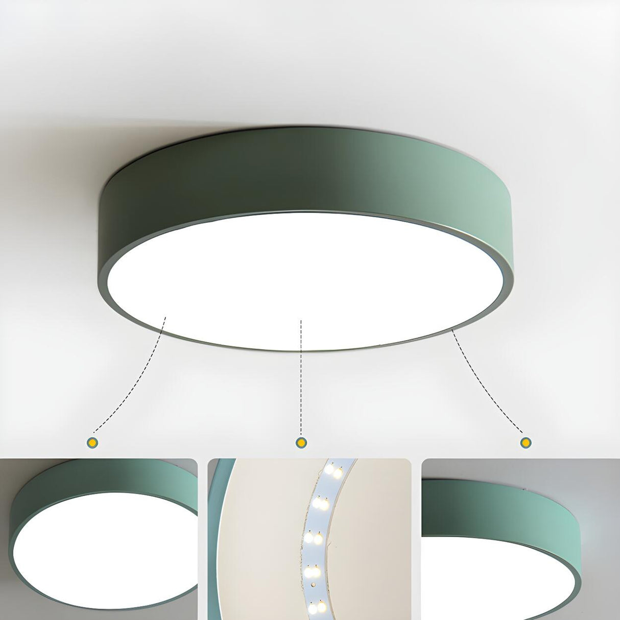 Simplicity Bedroom Grey Drum Flush Mount Ceiling Light Image - 15