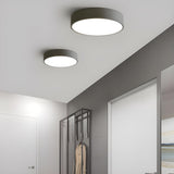 Simplicity Bedroom Grey Drum Flush Mount Ceiling Light Image - 16