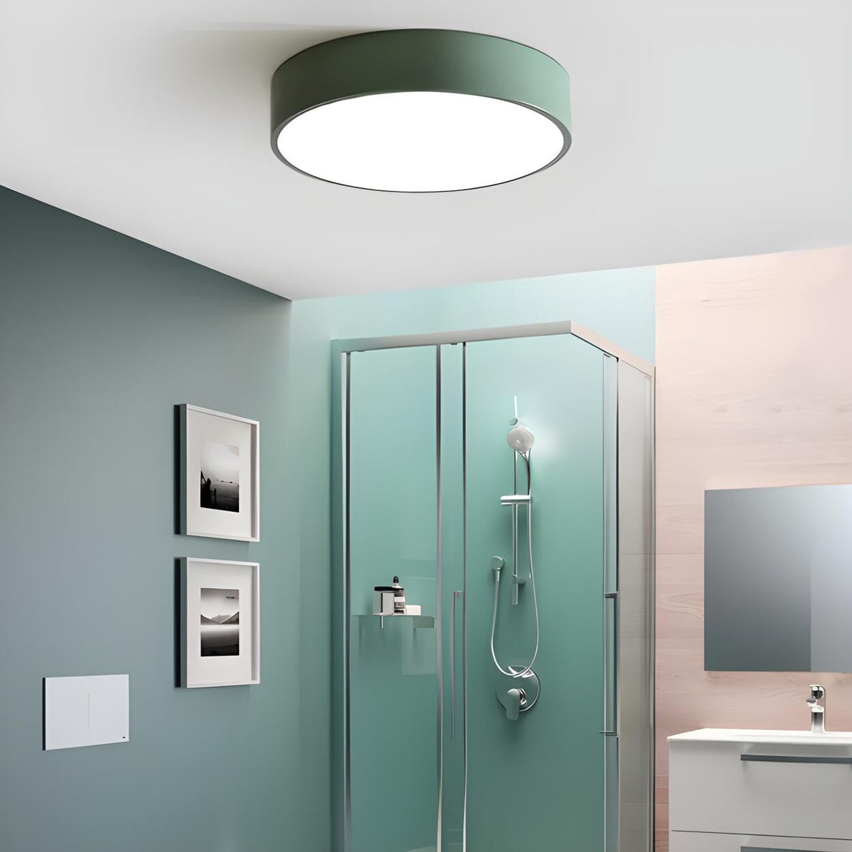 Simplicity Bedroom Grey Drum Flush Mount Ceiling Light Image - 18