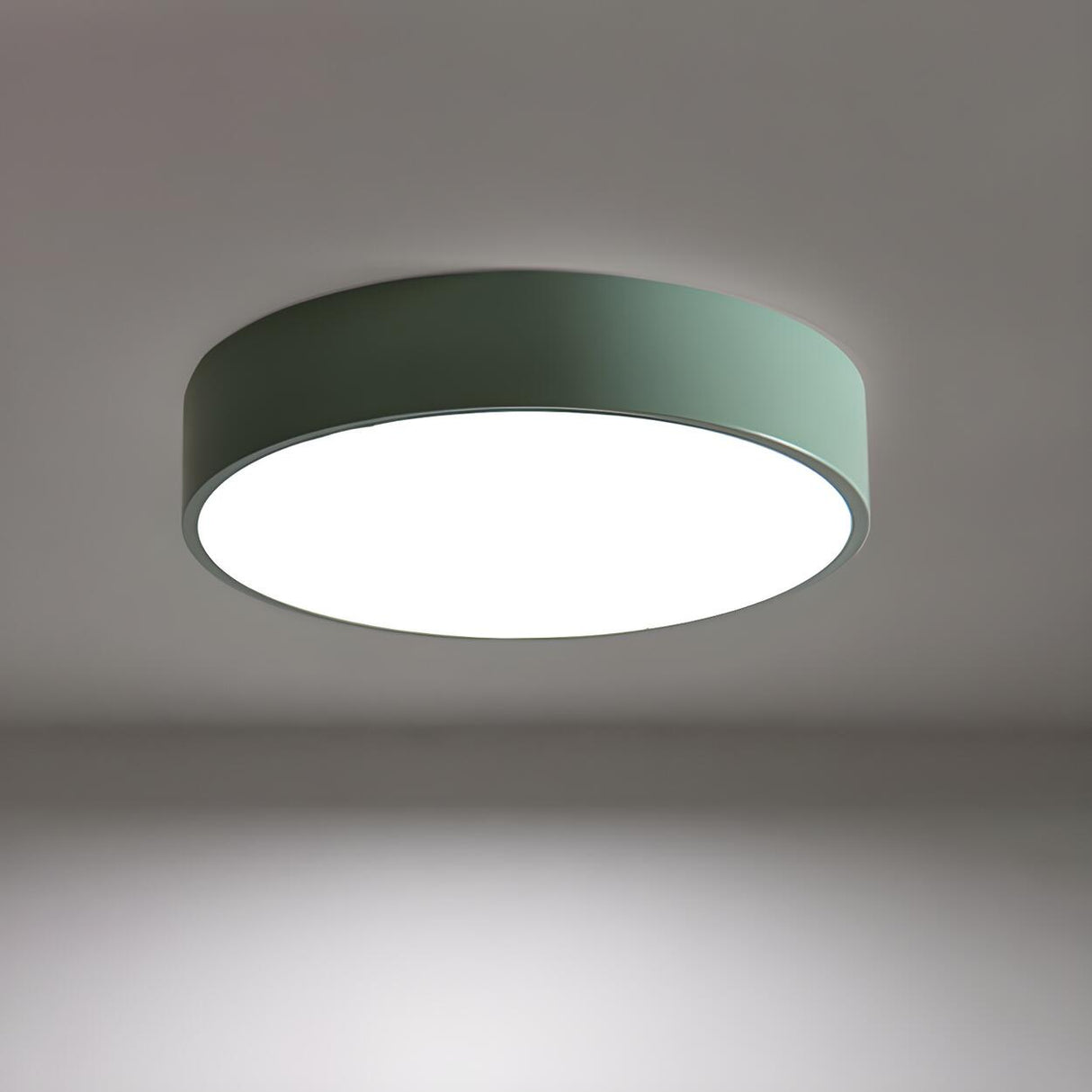 Simplicity Bedroom Grey Drum Flush Mount Ceiling Light Image - 7