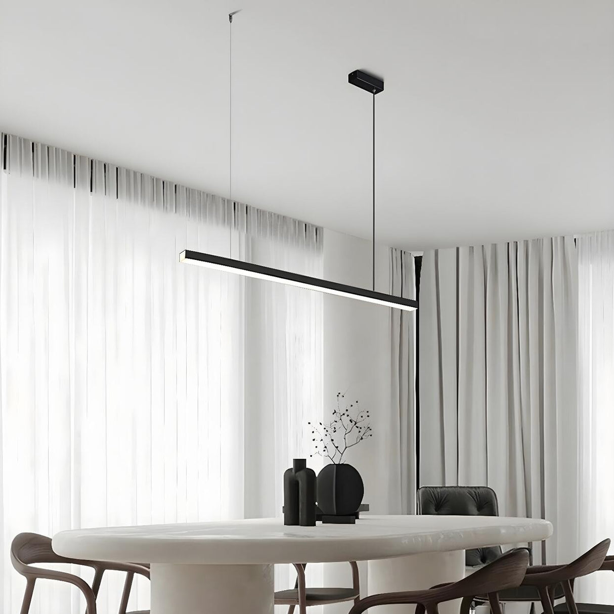 Simplicity Black Linear LED Island Pendant Light Image - 3