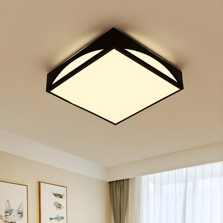 Simplicity Black Square LED Flush Mount Ceiling Light Image - 1