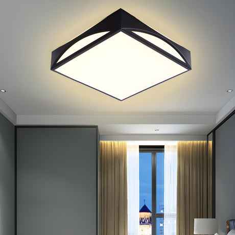 Simplicity Black Square LED Flush Mount Ceiling Light Image - 2