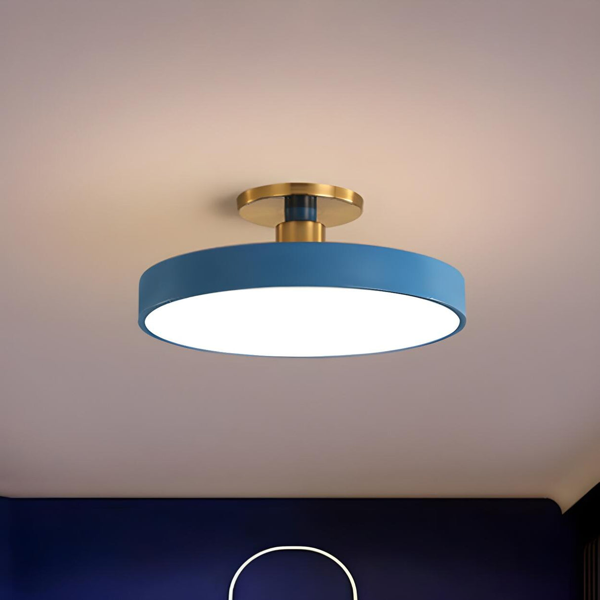 Simplicity Blue Round LED Semi-Flush Mount Ceiling Lamp Image - 1