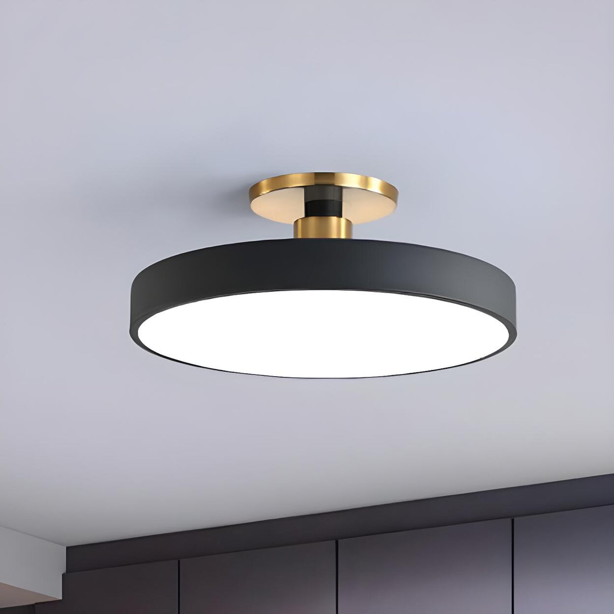 Simplicity Blue Round LED Semi-Flush Mount Ceiling Lamp Image - 5