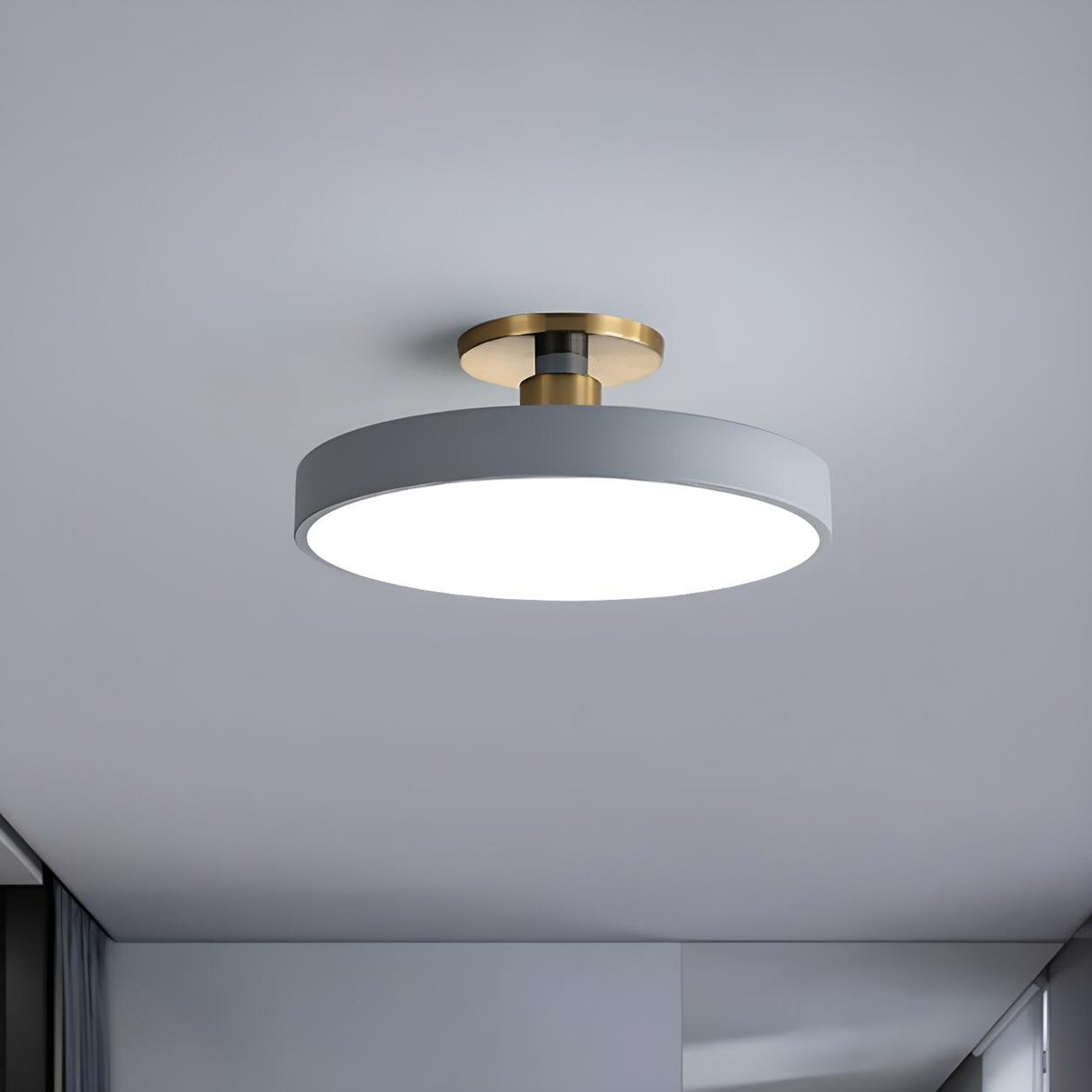 Simplicity Blue Round LED Semi-Flush Mount Ceiling Lamp Image - 6