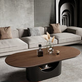 Simplicity Brown Oval Wooden Storage Coffee Table Image - 1