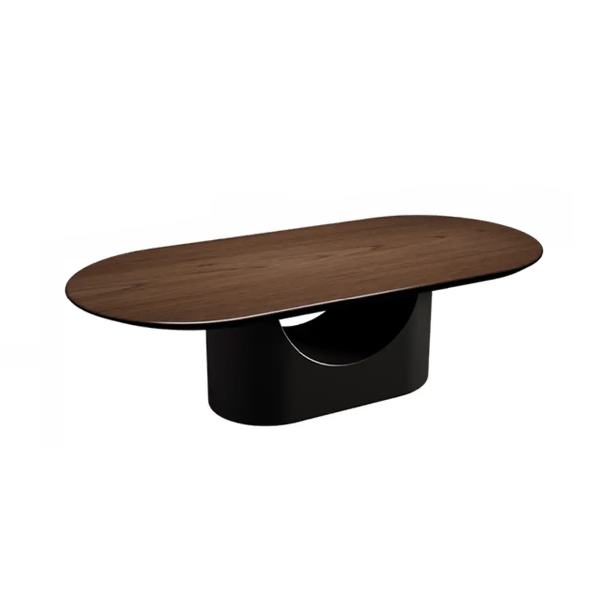 Simplicity Brown Oval Wooden Storage Coffee Table Image - 2