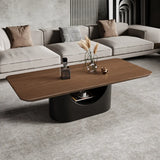 Simplicity Brown Oval Wooden Storage Coffee Table Image - 5