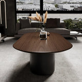 Simplicity Brown Oval Wooden Storage Coffee Table Image - 6