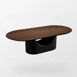 Simplicity Brown Oval Wooden Storage Coffee Table Image - 7