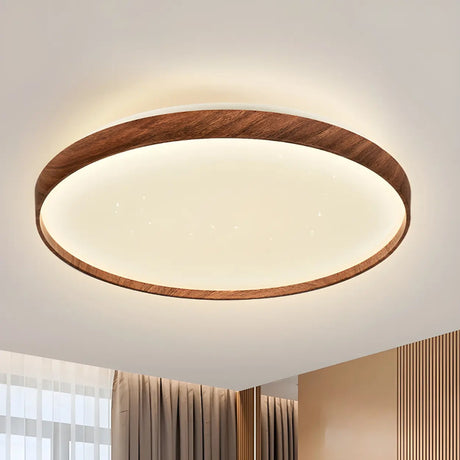 Simplicity Brown Round LED Dimmable Flush Mount Light Image - 1