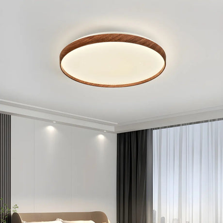 Simplicity Brown Round LED Dimmable Flush Mount Light Image - 2