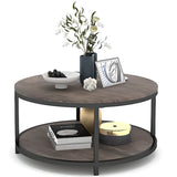 Simplicity Brown Wooden Round Four Legs Coffee Table Image - 6