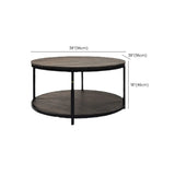 Simplicity Brown Wooden Round Four Legs Coffee Table #size