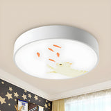 Simplicity Cat Fish White Round LED Flush Mount Light Image - 2