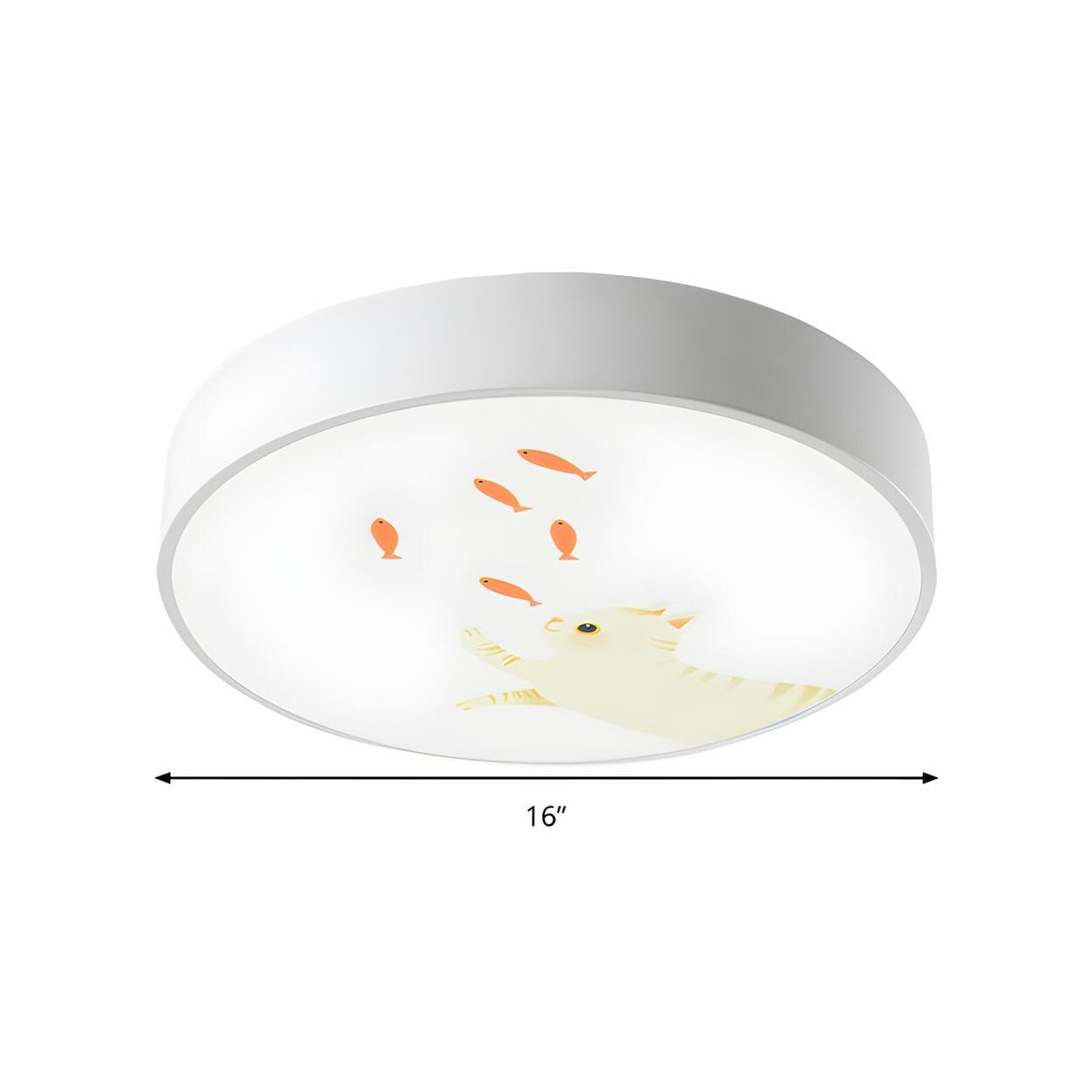 Simplicity Cat Fish White Round LED Flush Mount Light Image - 5