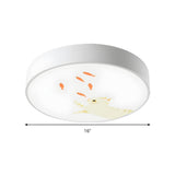 Simplicity Cat Fish White Round LED Flush Mount Light Image - 5