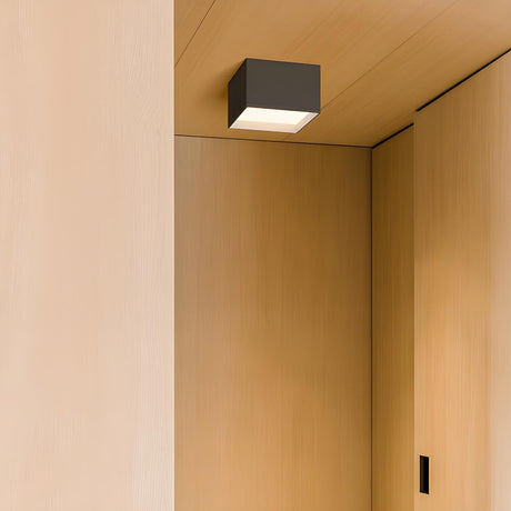 Simplicity Entrance Black Cube LED Flush Mount Light Image - 1