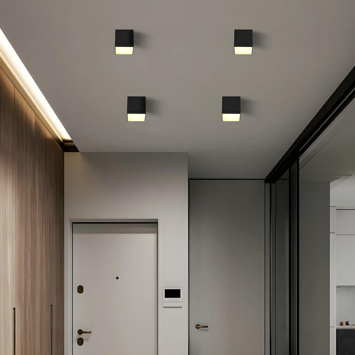 Simplicity Entrance Black Cube LED Flush Mount Light Image - 2