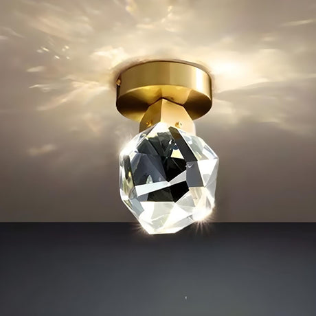 Simplicity Gold Faceted Crystal LED Flush Mount Light Image - 1