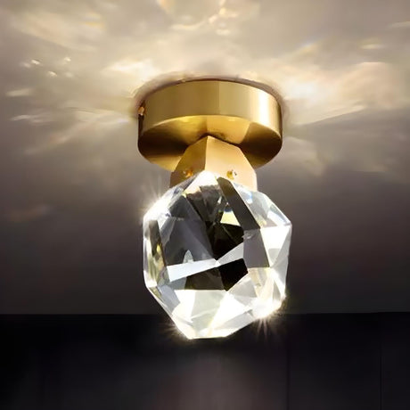 Simplicity Gold Faceted Crystal LED Flush Mount Light Image - 2