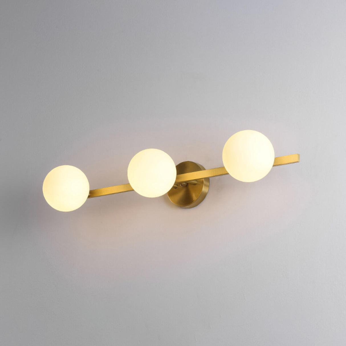 Simplicity Gold Metal White Glass Globe Vanity Light Image - 11