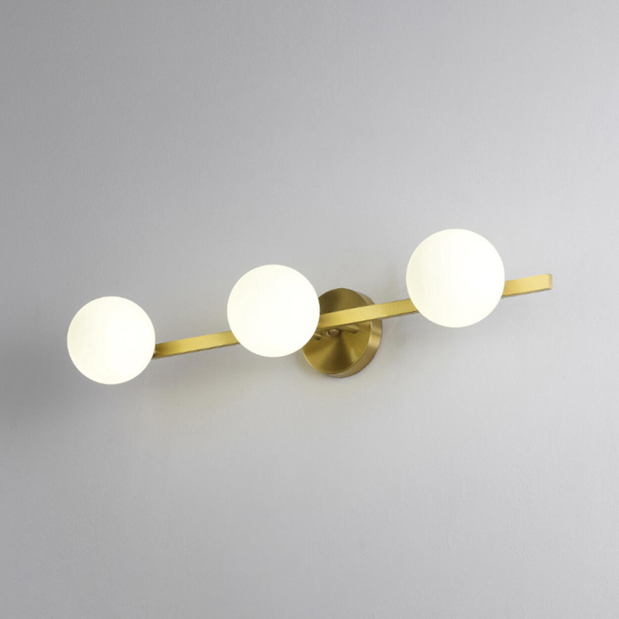 Simplicity Gold Metal White Glass Globe Vanity Light Image - 12