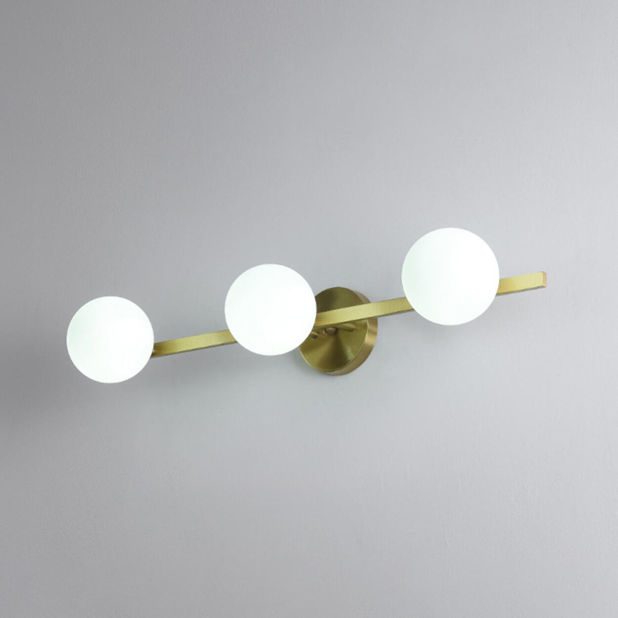 Simplicity Gold Metal White Glass Globe Vanity Light Image - 13