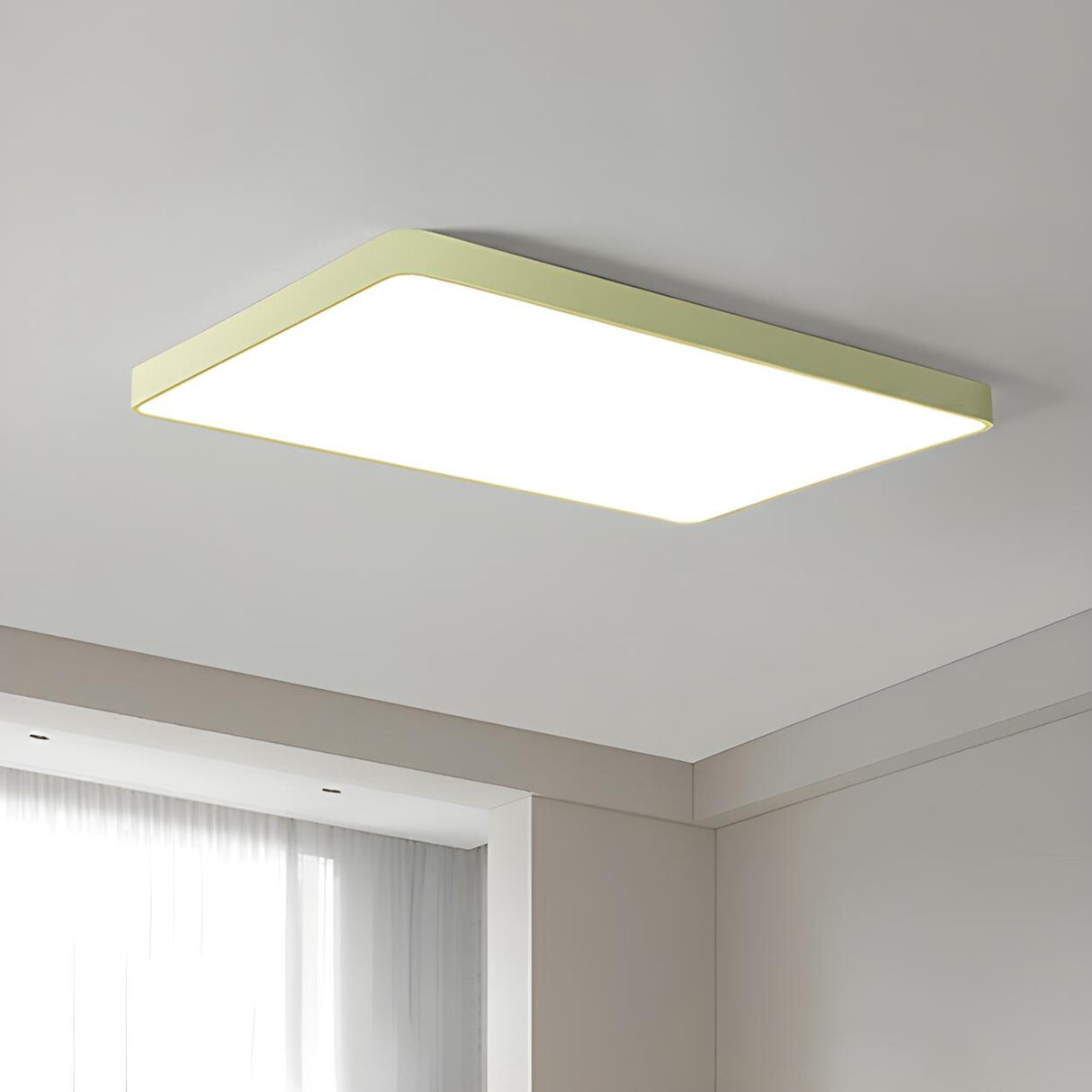 Simplicity Green Rectangle LED Modern Flush Mount Light Image - 11